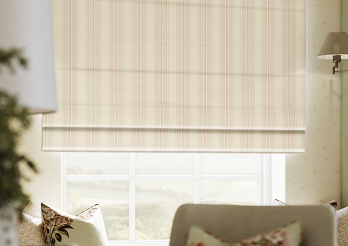 Trellis Prints, Noble Stripe Rosies Pink - Twist&Fit Roman Blind - Image 5